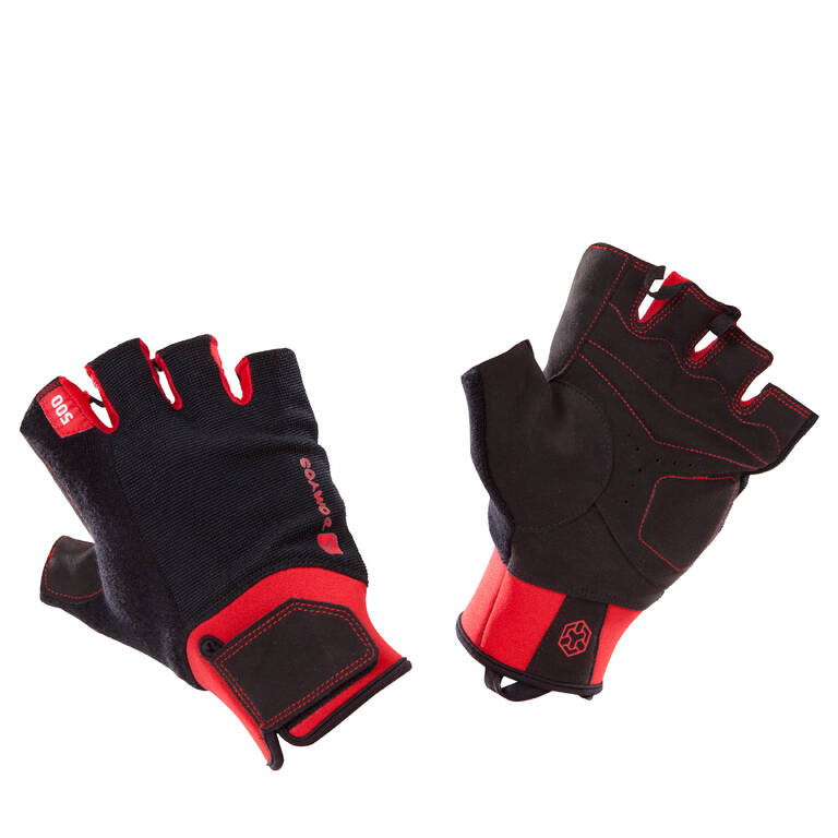 500 Weight Training Glove With Rip-Tab Cuff - Black/Red