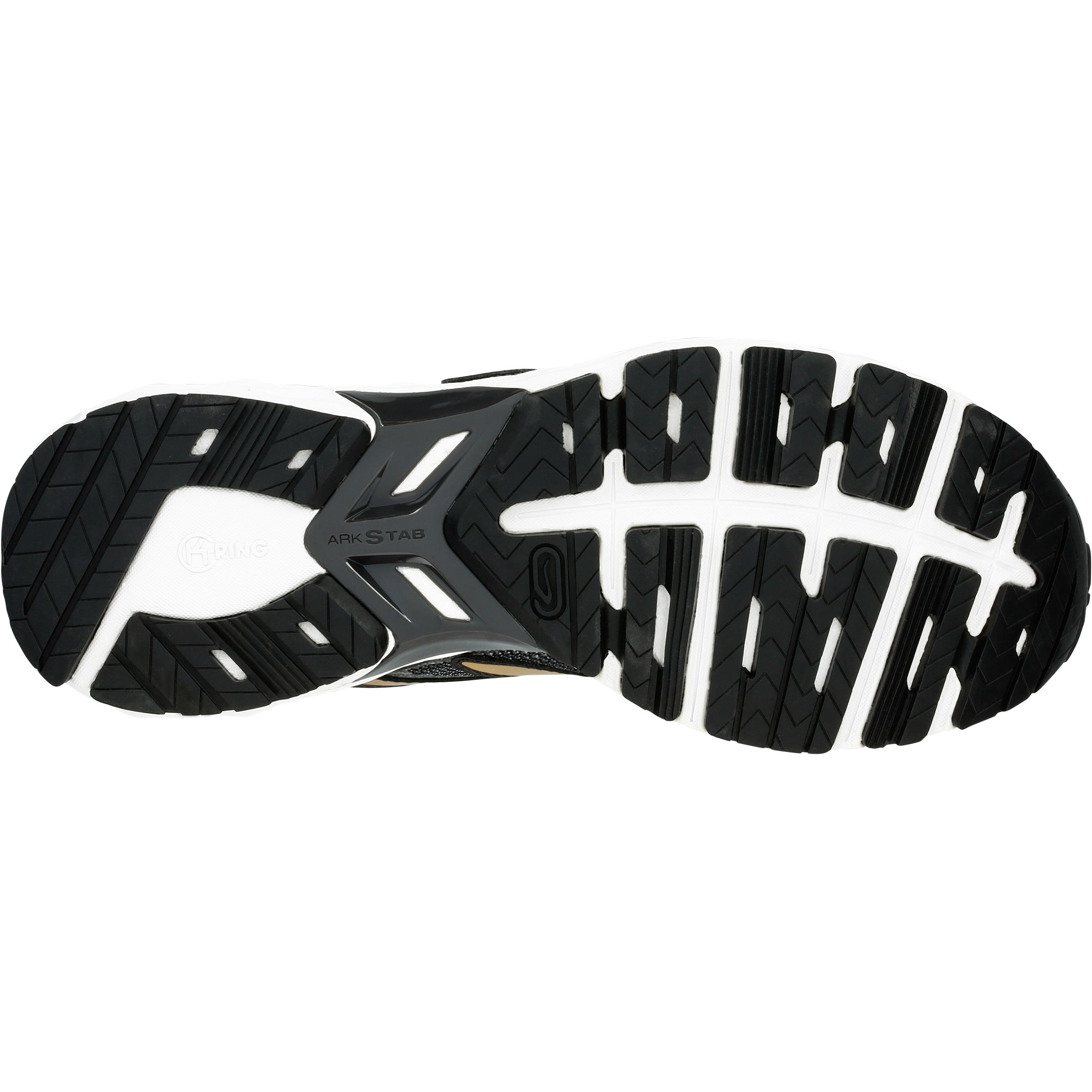 gold and black running shoes