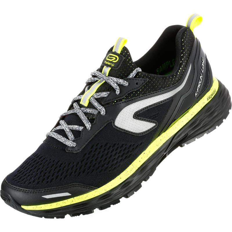 KIPRUN LONG MEN'S WATER REPELLENT RUNNING SHOES BLACK/YELLOW Decathlon