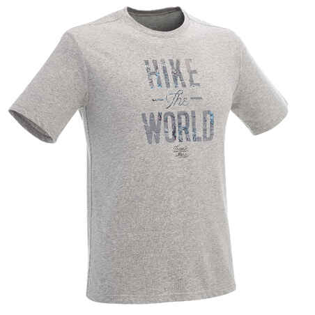 Tee shirt randonnée nature NH500 gris clair chiné homme