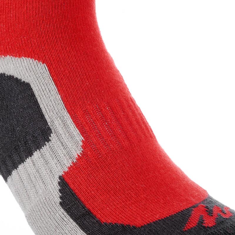 2 paires de chaussettes de randonnée tiges hautes enfant Crossocks rouges