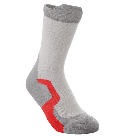 Deux paires de chaussettes de rando montagne tige haute enfant crossocks rouge