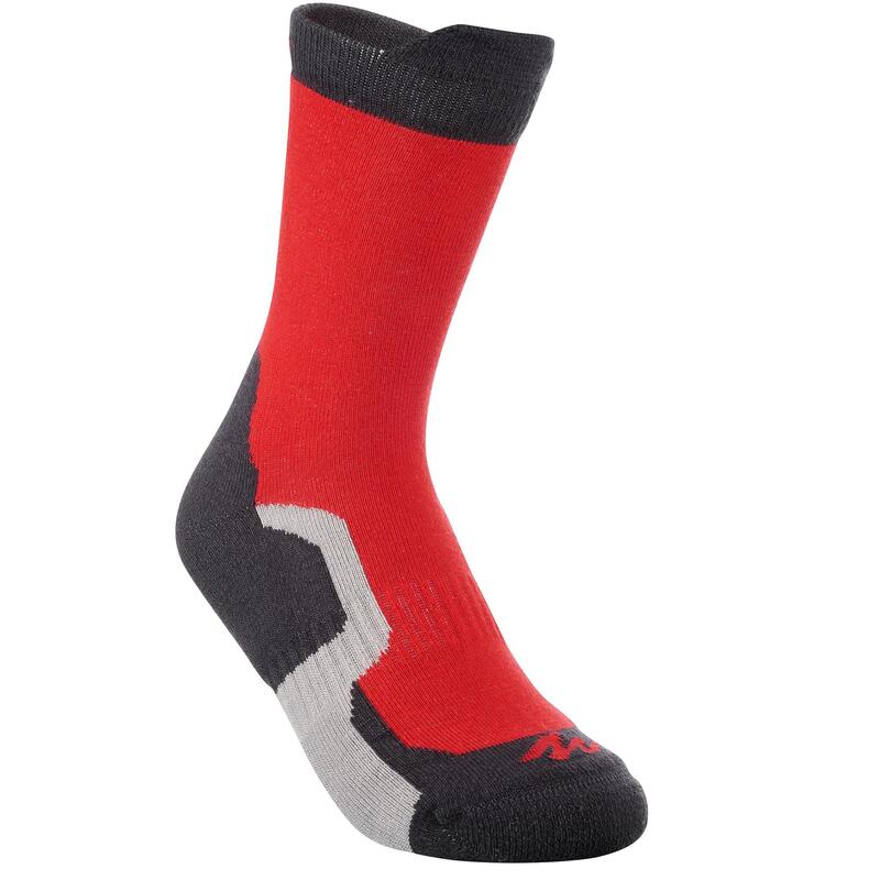 2 paires de chaussettes de randonnée tiges hautes enfant Crossocks rouges