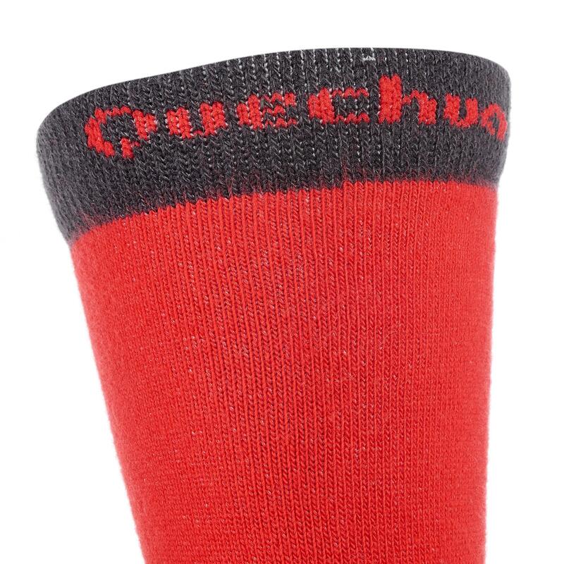 2 paires de chaussettes de randonnée tiges hautes enfant Crossocks rouges