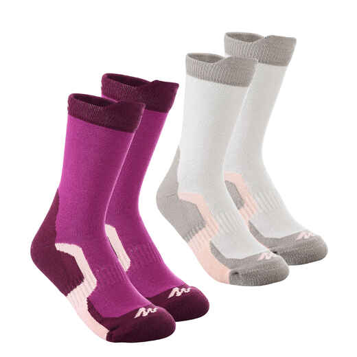 
      Kids’ Tall Hiking Socks 2 Pairs Crossocks Purple
  