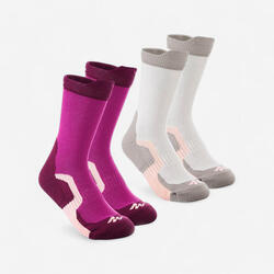 2 paires de chaussettes de randonnée tiges hautes enfant Crossocks rouges