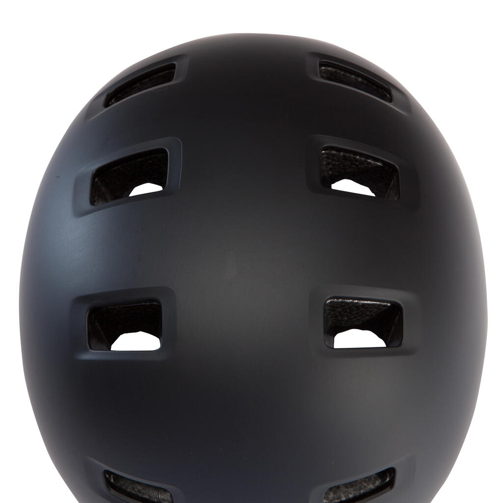 Vaikiškas dubens formos dviratininko šalmas „500“, juodas