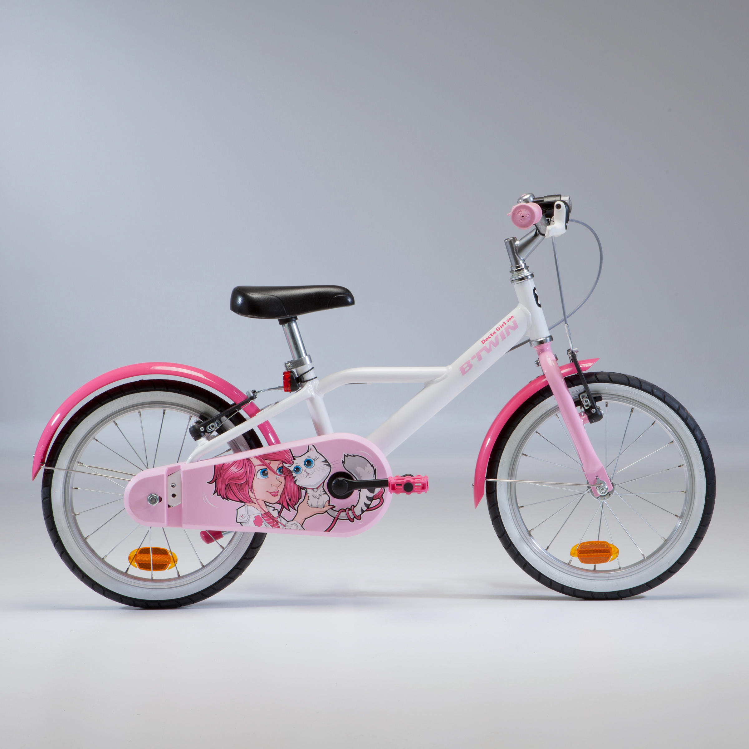 Kinderfahrrad 16 Zoll 500 Docto Girl weiß/pink 13/14