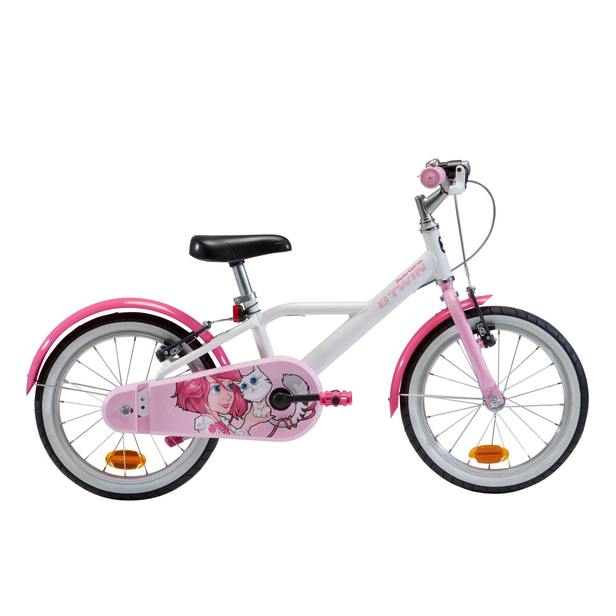 Bicicleta ninos 16 pulgadas Btwin 500 Doctor Girl blanca rosa 4 5 6 anos Decathlon