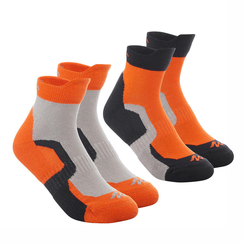 Kids Crossocks Medium length Mountain Hiking Socks 2-Pack - Orange