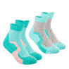 ถุงเท้าหุ้มข้อเด็กสำหรับใส่เดินป่ารุ่น Crossocks แพ็ค 2 คู่ (สีฟ้า Turquoise)