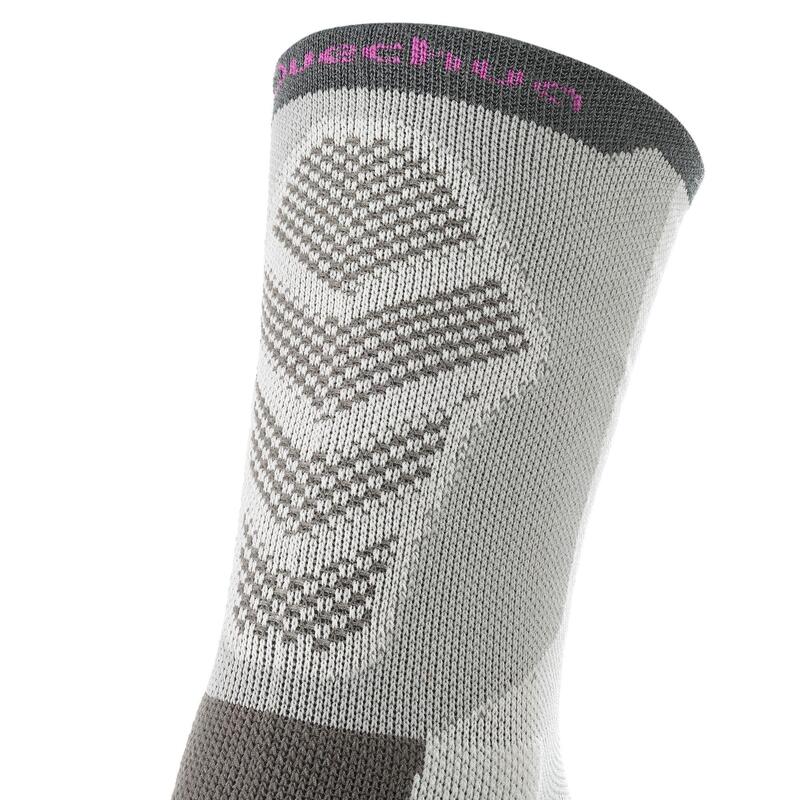 Chaussettes de randonnée montagne tiges high. 2 paires MH 520 gris violet