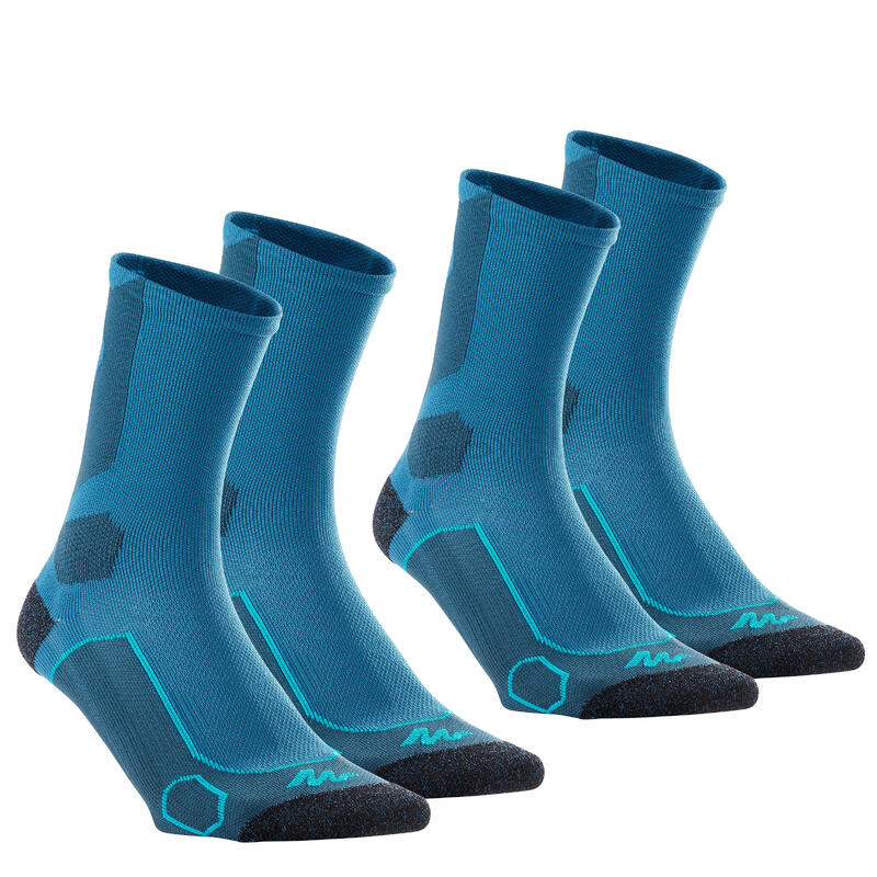 Calcetines largos de senderismo en la montaña 2 pares Forclaz 500 azul gris Calcetines largos de senderismo en la montaña 2 pares Forclaz 500 azul gris