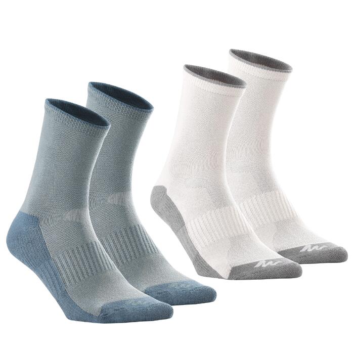 Kids Mountain Hiking High-Top Socks NH50 2 Pairs Junior - Grey