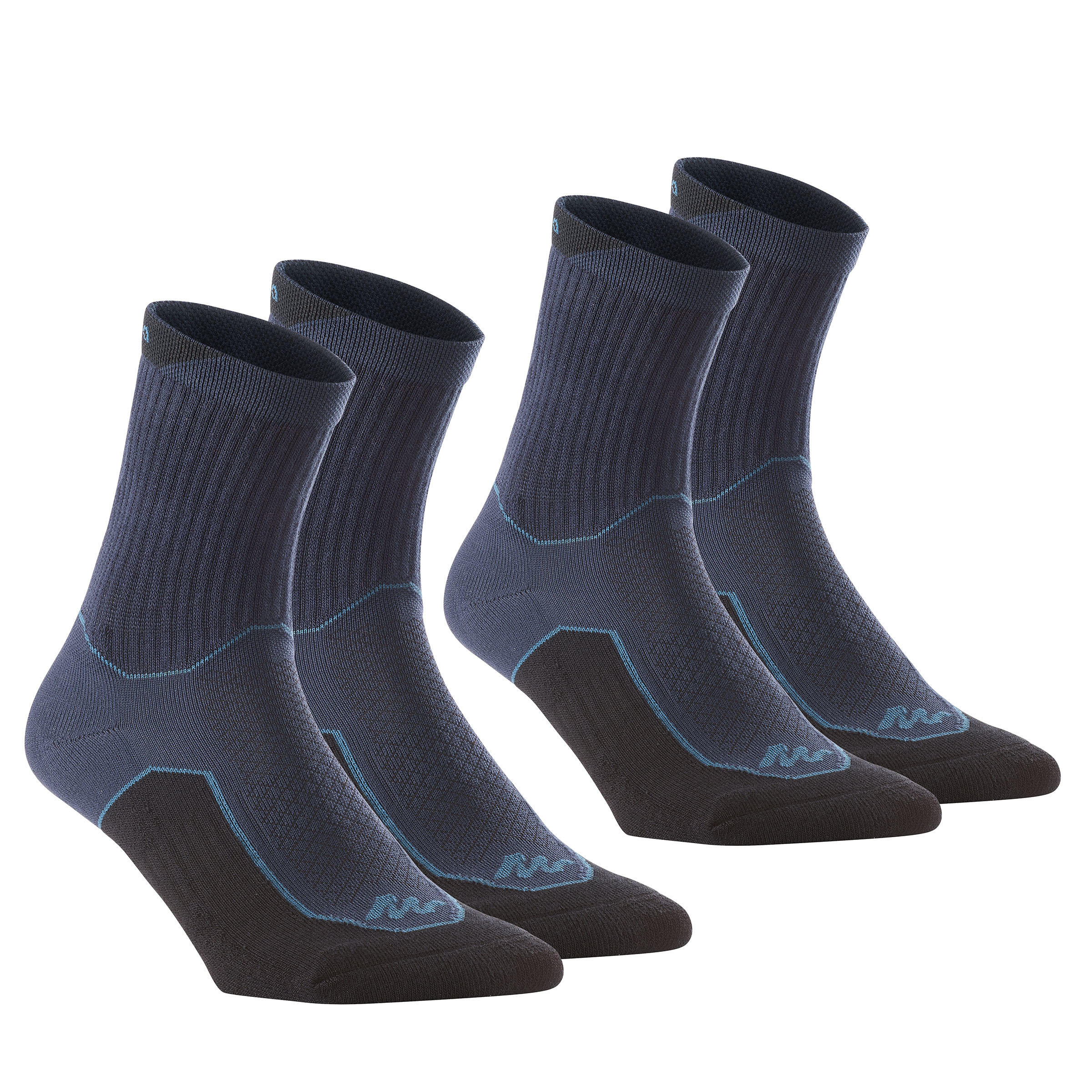 2 Pairs of Navy Blue Cotton Coolmax Ladies walking Socks with Arch Support 