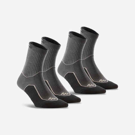 Calcetines Altos de Trekking y Montaña Quechua NH500 2 Pares Gris