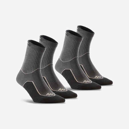 Čarape za planinarenje NH500 visoke 2 para crne