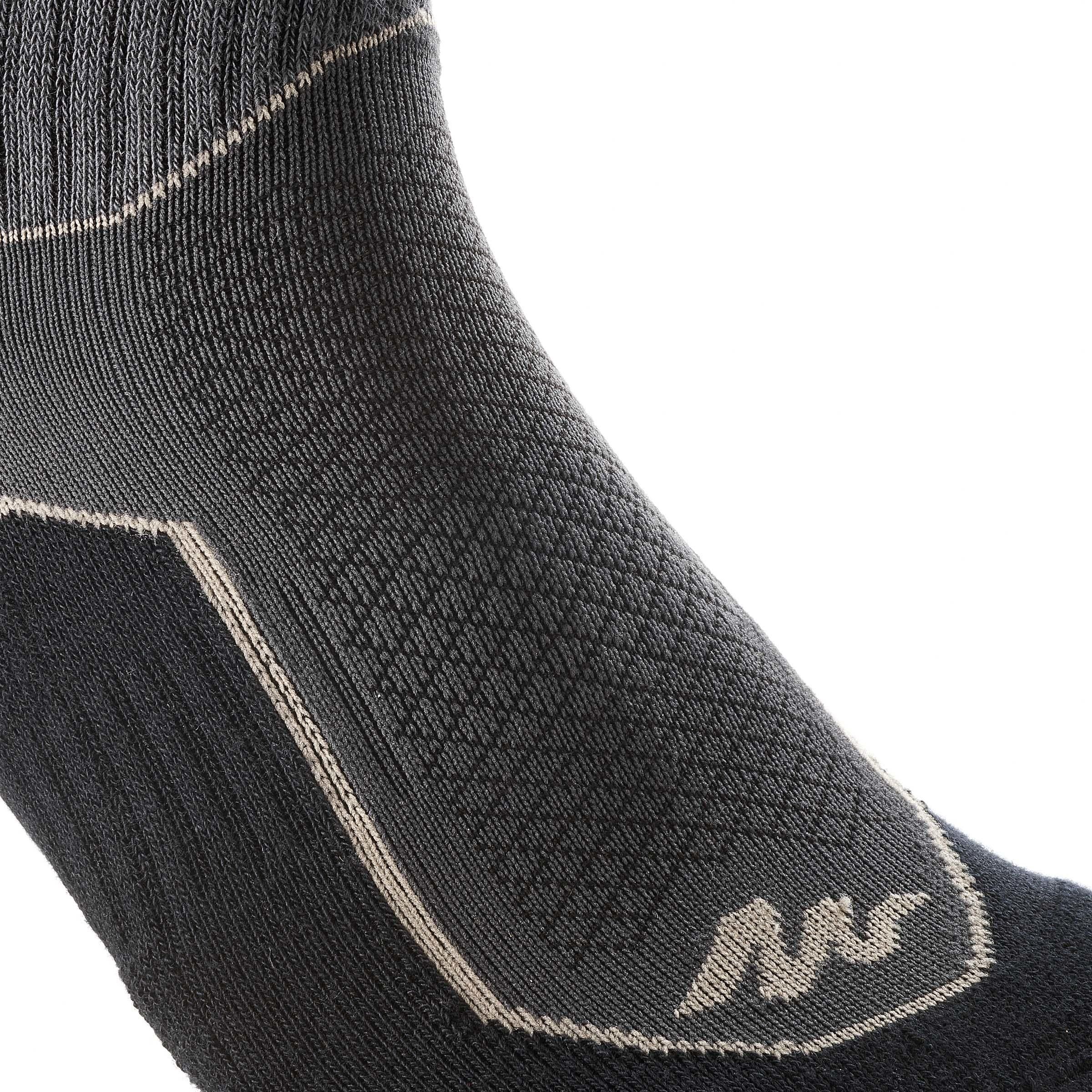 QUECHUA High Walking Socks 2 Pairs - Black