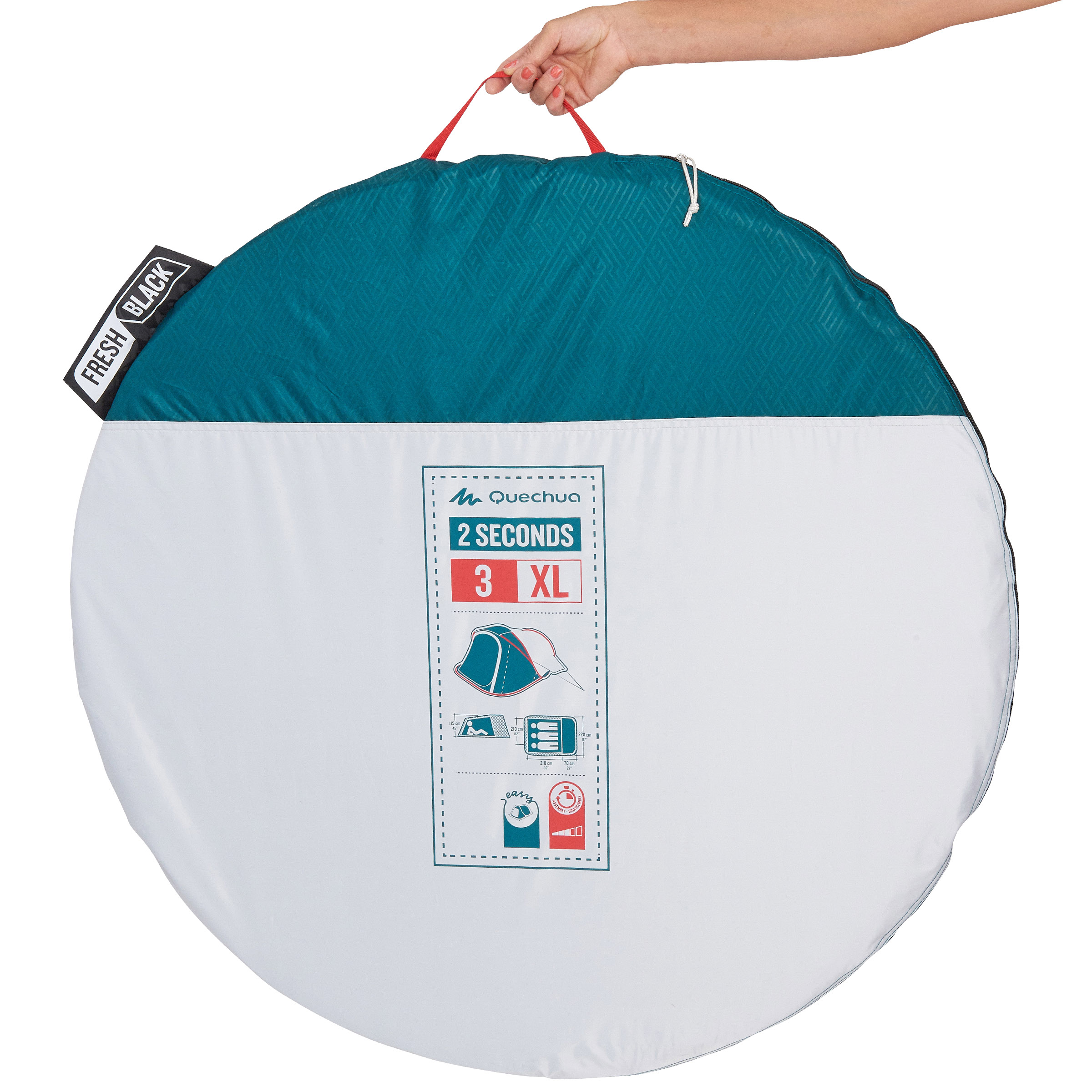 Tente de camping 2 SECONDS XL 3 places Fresh Black pour les clubs et collectivites Decathlon Pro