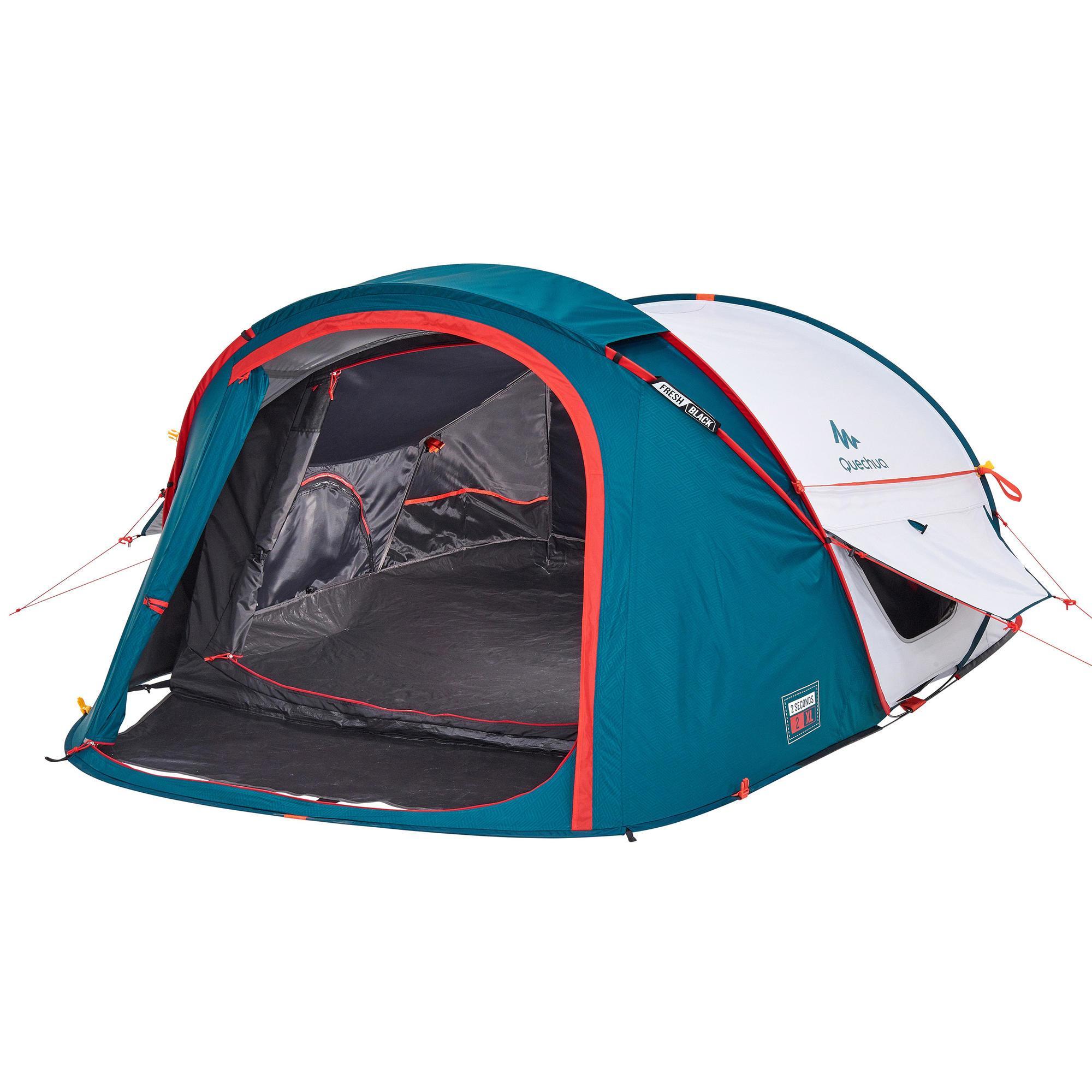 Tenda Da Campeggio 2 Seconds 2 Xl Freshblack Bianca 2 Posti Quechua Decathlon