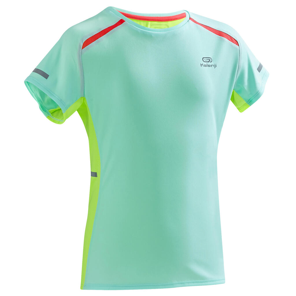 Kiprun children's athletics t-shirt mint blue fluo yellow