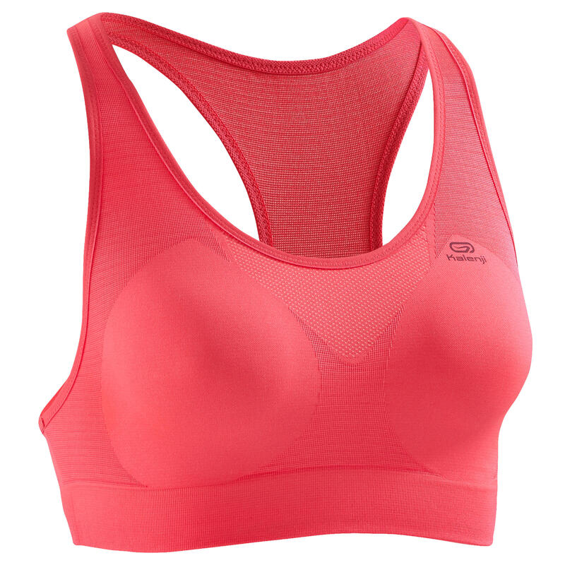 BRASSIERE DE RUNNING BASIQUE ROSE CORAIL FLUO