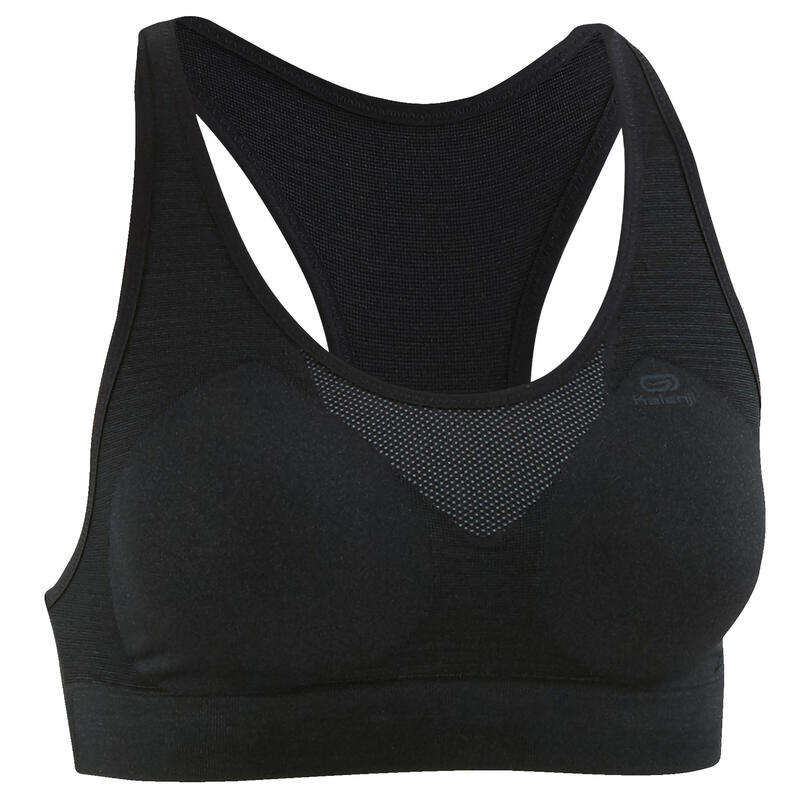 Top Sujetador Deportivo Running Kalenji Mujer Negro/Gris