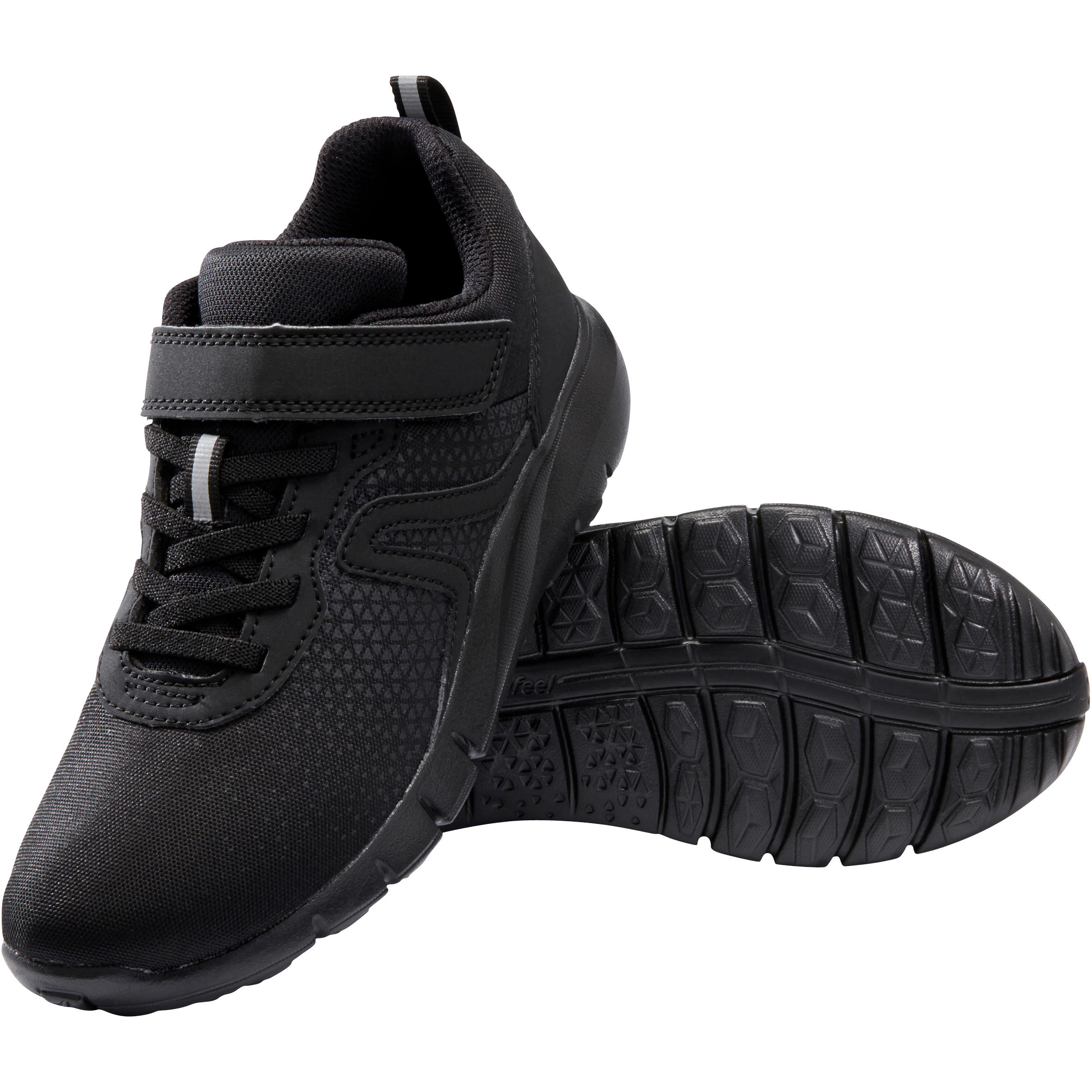 Kids' lightweight and waterproof rip-tab shoes, black 6/7