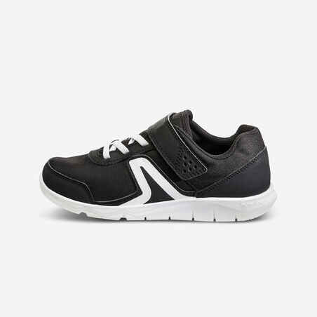 Tenis de fitness con velcro para Niños 100 negro/blanco