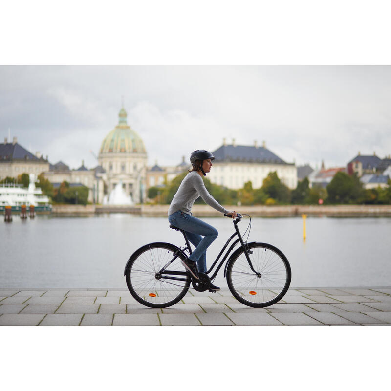 Bici città ELOPS 100 telaio basso nera