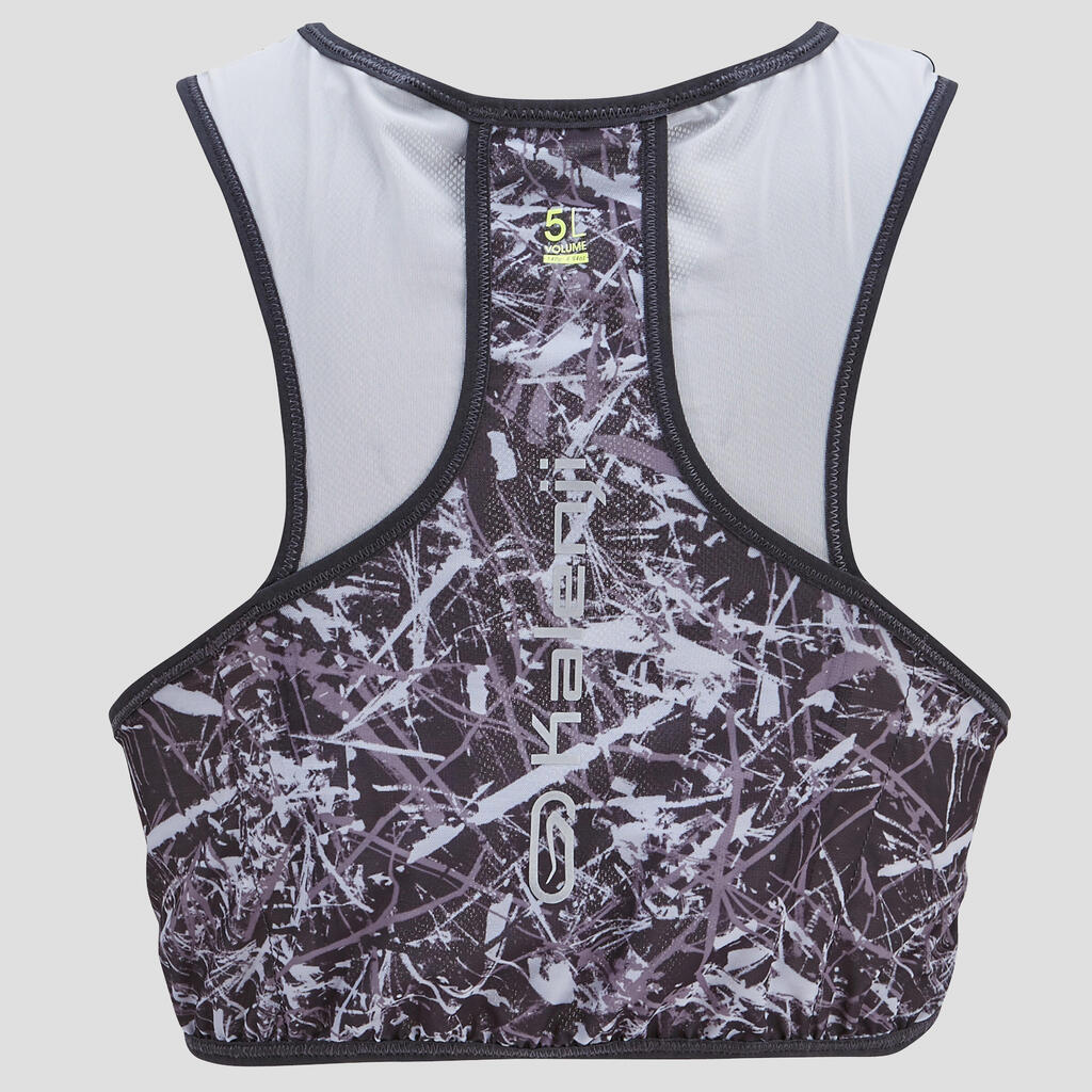 GILET D'HYDRATATION TRAIL RUNNING 5L PORTE FLASQUES GRIS ET JAUNE