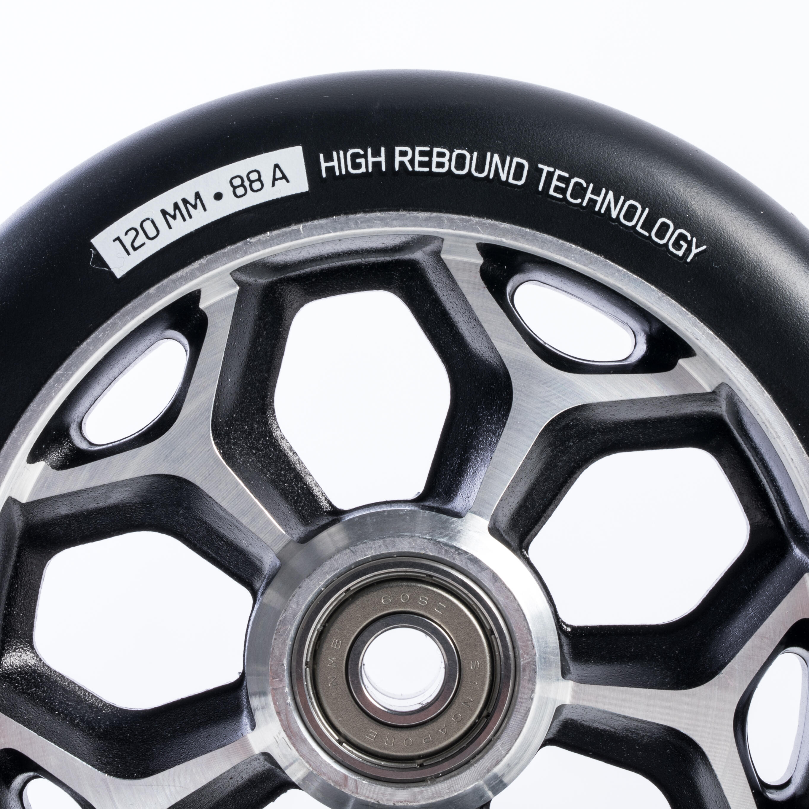 Črno in kromirano aluminijsko kolo za skiro za prosti slog 120 mm