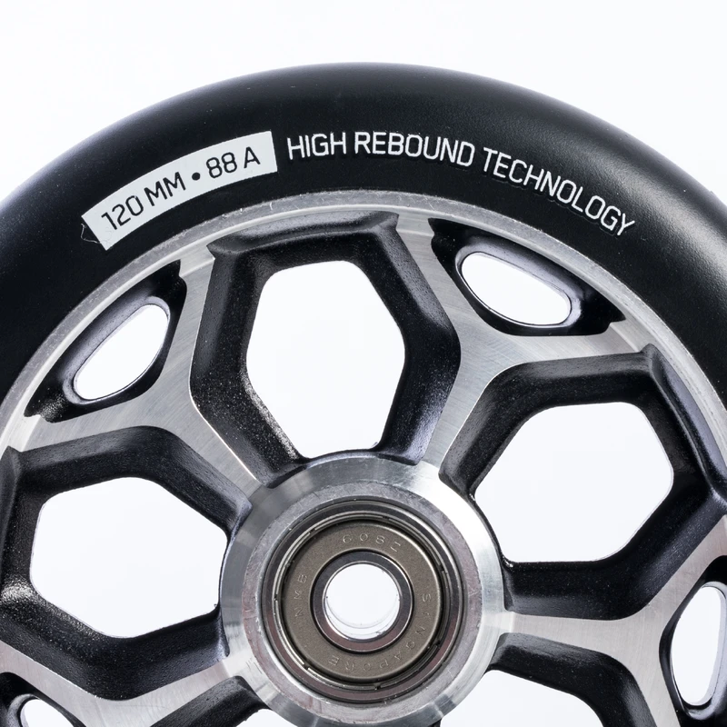 Колесо с подшипником для трюкового самоката серо-черное 120 мм OXELO