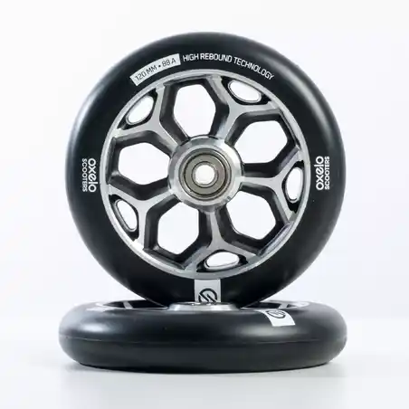 120mm Grey Alu Core Black PU Freestyle Scooter Wheel