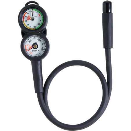 SCD diving console with pressure and depth gauge