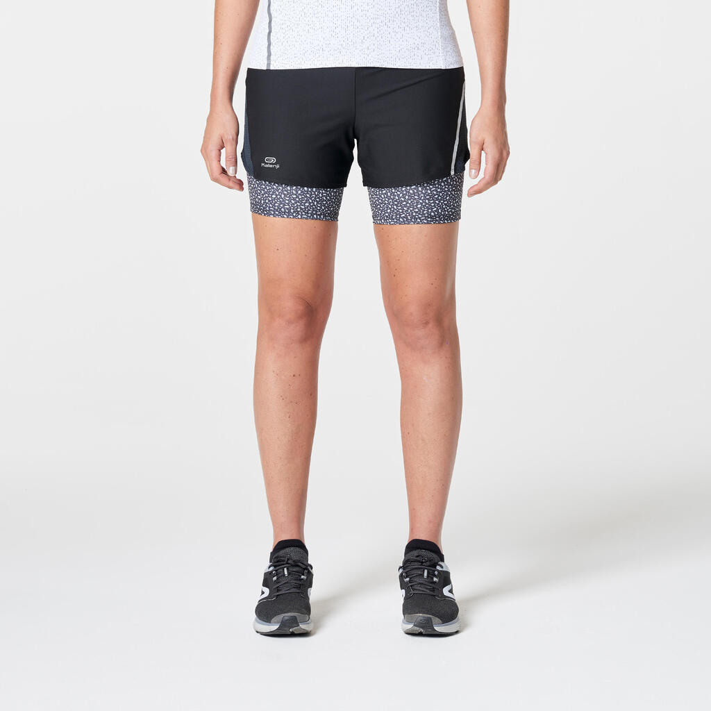 Laufshorts Run Dry+ 2 in 1 Damen schwarz