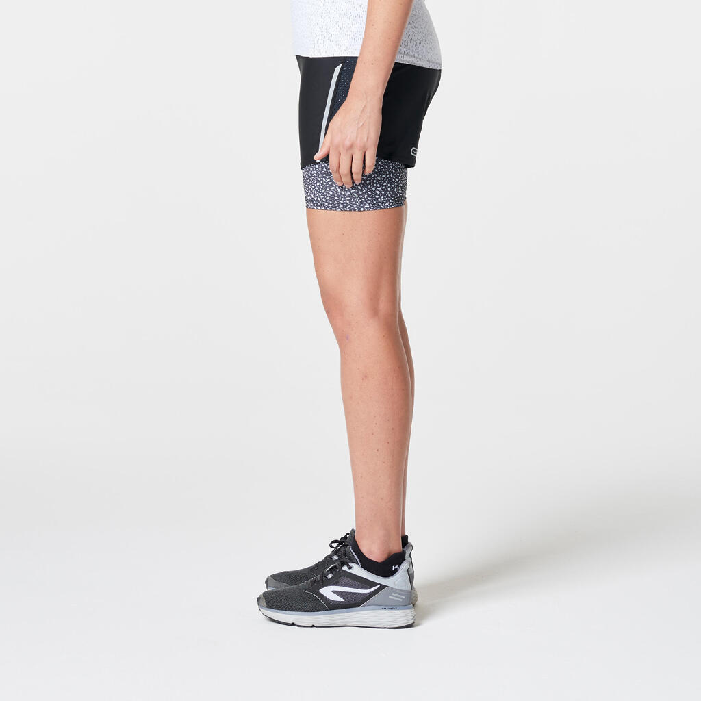Laufshorts Run Dry+ 2 in 1 Damen schwarz