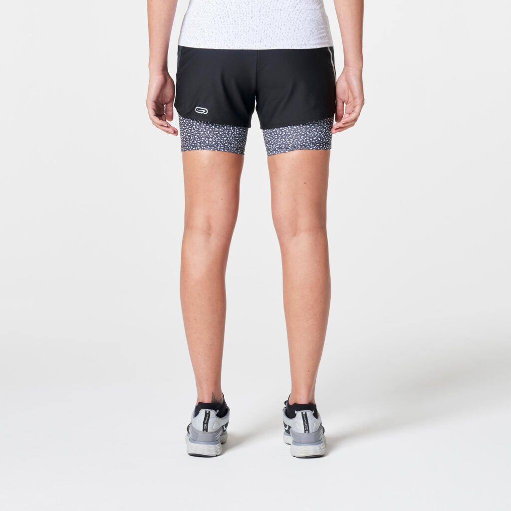 Laufshorts Run Dry+ 2 in 1 Damen schwarz