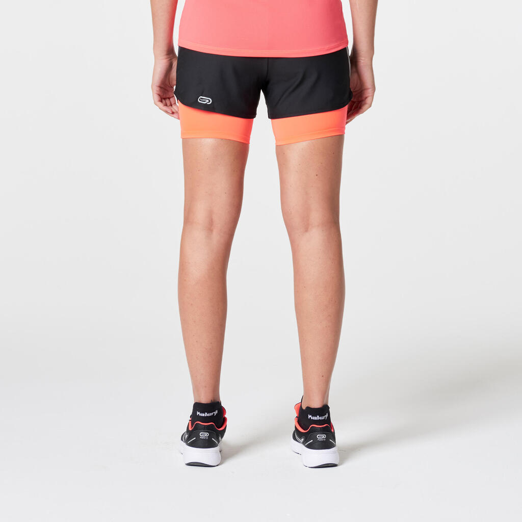 Laufshorts Run Dry+ 2 in 1 Damen schwarz
