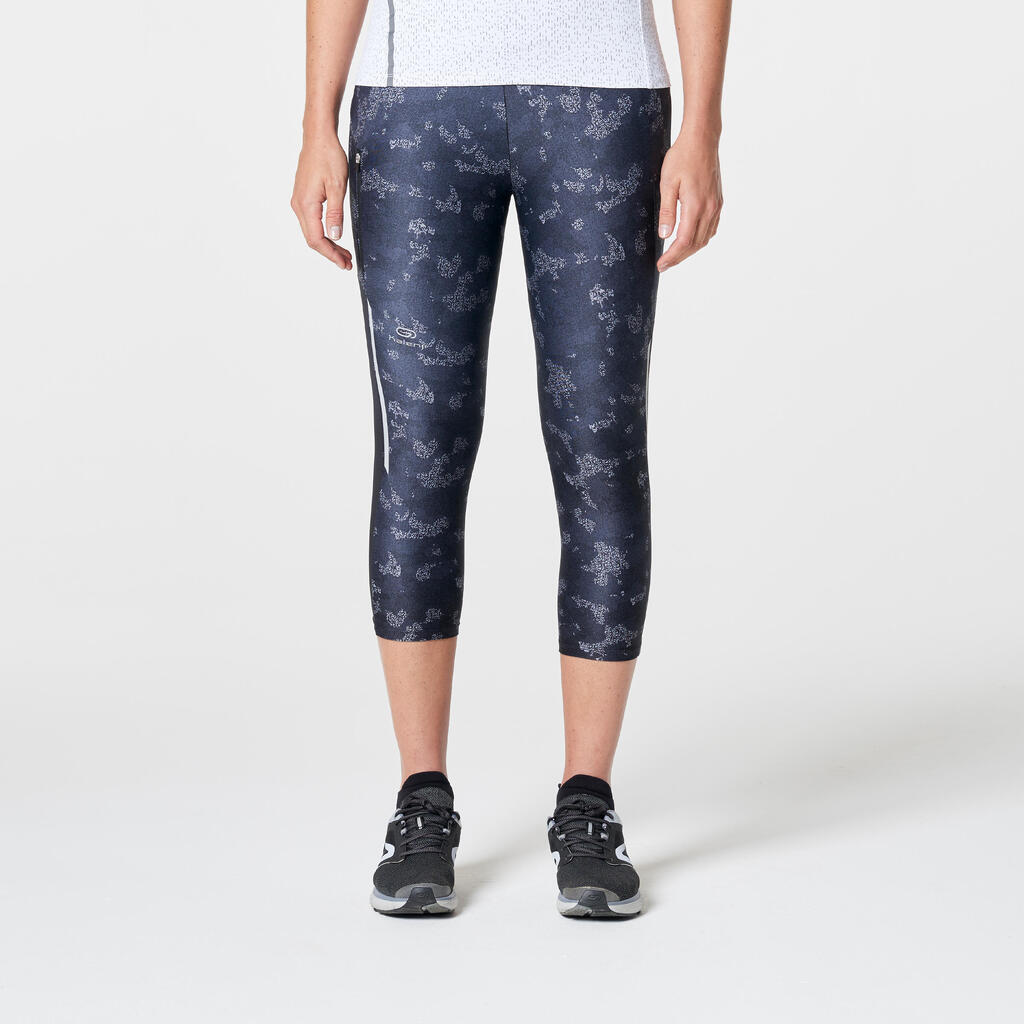 RUN DRY + WOMEN'S RUNNING CROPPED BOTTOMS - CAMO/BLACK