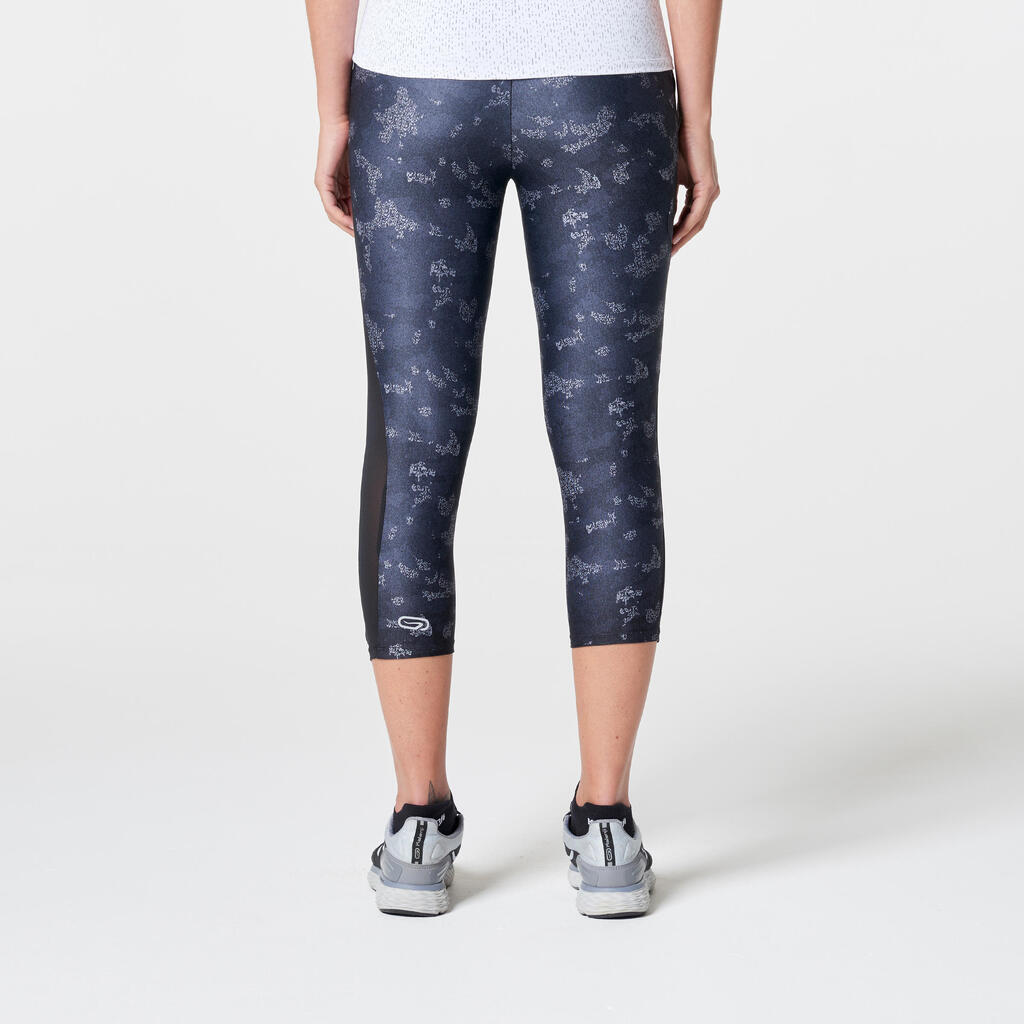 RUN DRY + WOMEN'S RUNNING CROPPED BOTTOMS - CAMO/BLACK