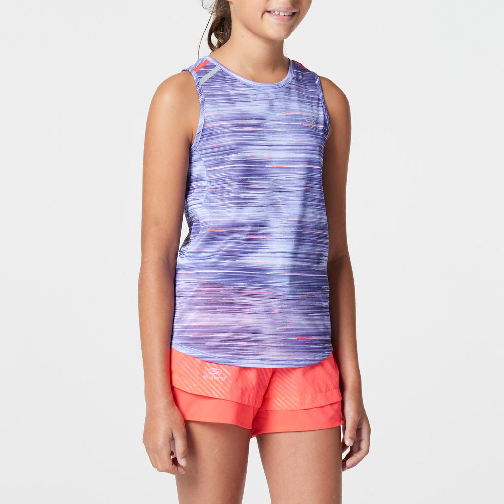 Lauftop Run Dry+ Mädchen violett mit Muster