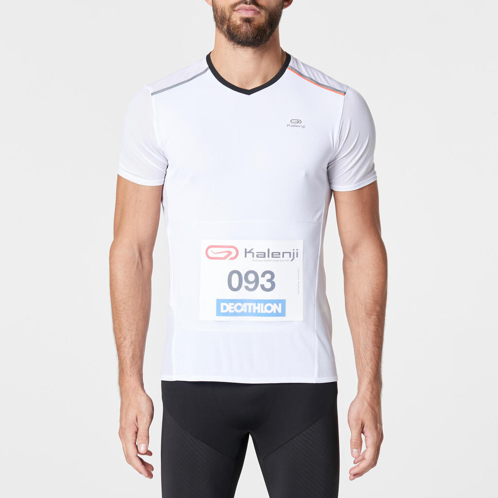 KIPRUN MEN'S RUNNING BIB T-SHIRT WHITE