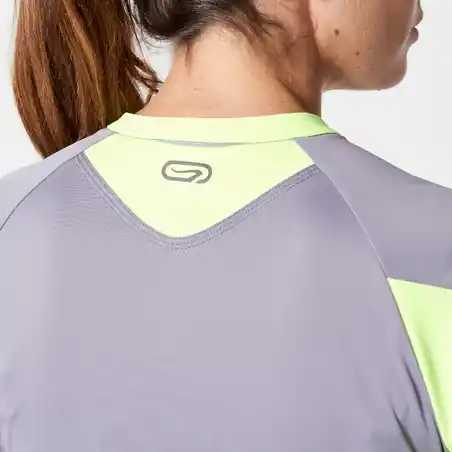 Women's Short-Sleeved Trail Running T-shirt - Grey/Yellow