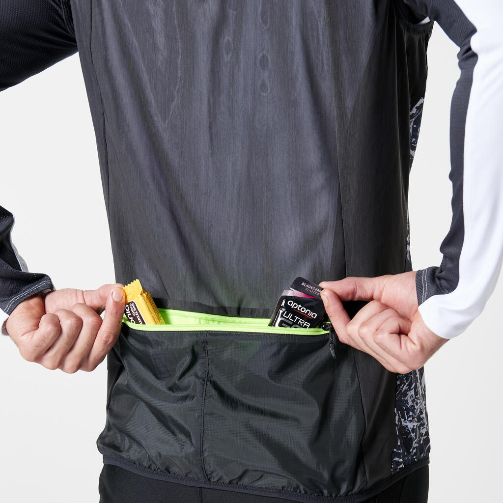 Laufweste winddicht Trail Herren schwarz mit Muster