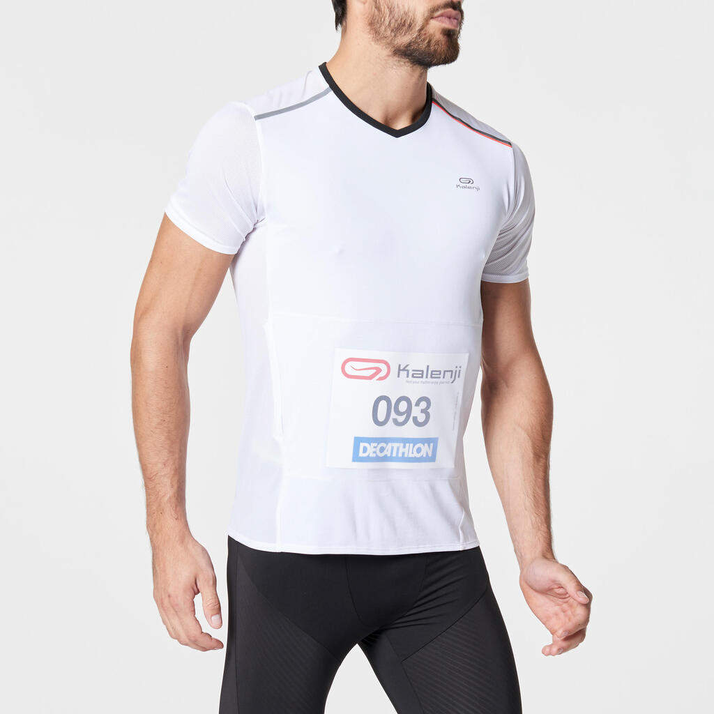 KIPRUN MEN'S RUNNING BIB T-SHIRT WHITE