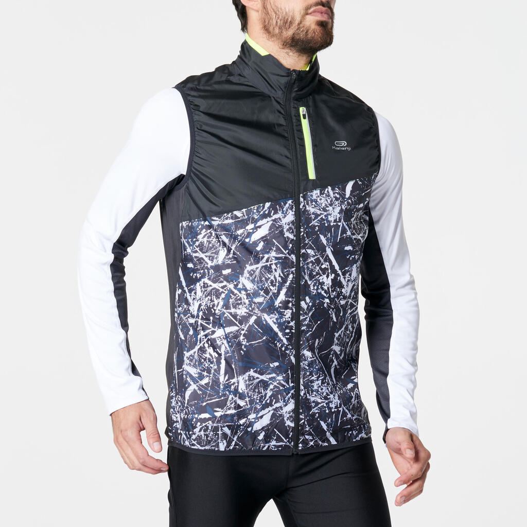 Laufweste winddicht Trail Herren schwarz mit Muster