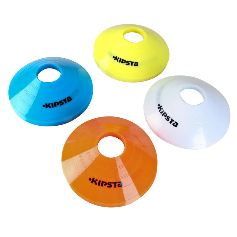 Flat Disc Markers 40Pack (10 Blue, 10 White, 10 Red, 10 Yellow) Decathlon