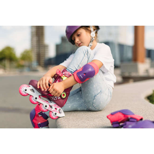 OXELO Kids' Set of Inline Skate Protectors Play Pink...