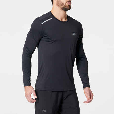 Sun Protect men's breathable long-sleeved running T-shirt - black